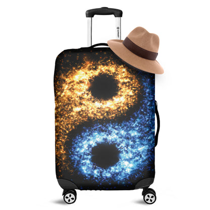 Fire And Ice Sparkle Yin Yang Print Luggage Cover