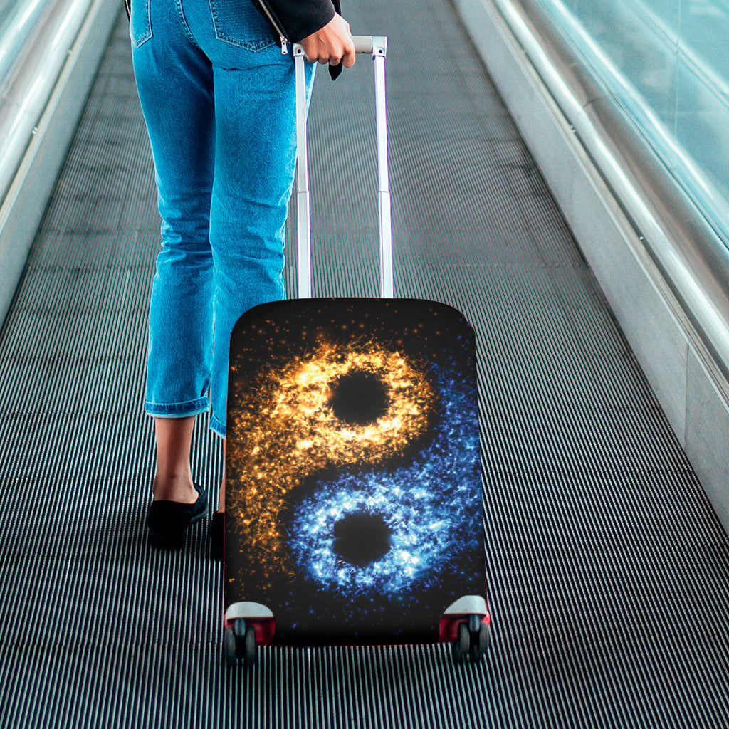 Fire And Ice Sparkle Yin Yang Print Luggage Cover