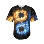 Fire And Ice Sparkle Yin Yang Print Men's Baseball Jersey