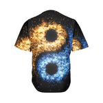 Fire And Ice Sparkle Yin Yang Print Men's Baseball Jersey