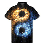 Fire And Ice Sparkle Yin Yang Print Men's Short Sleeve Shirt