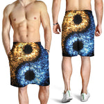Fire And Ice Sparkle Yin Yang Print Men's Shorts