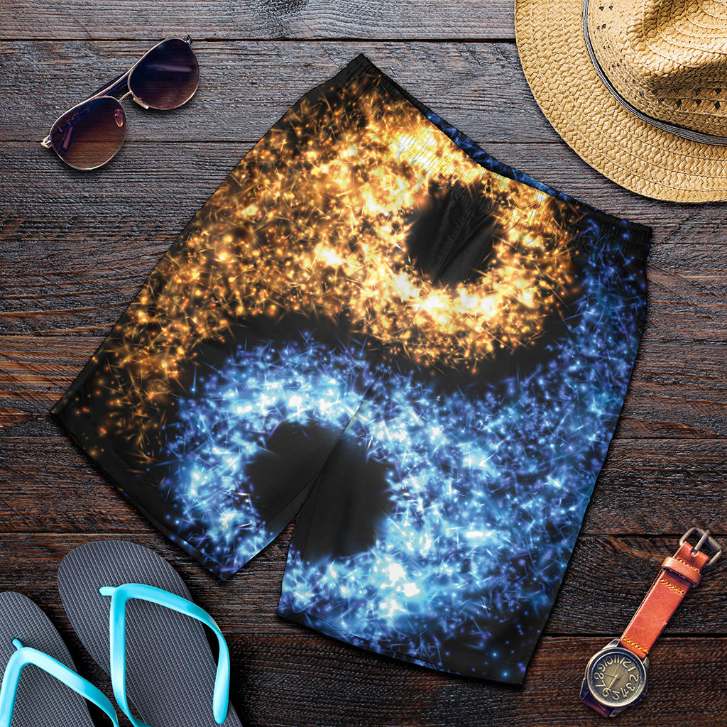 Fire And Ice Sparkle Yin Yang Print Men's Shorts