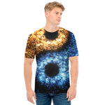 Fire And Ice Sparkle Yin Yang Print Men's T-Shirt