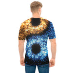 Fire And Ice Sparkle Yin Yang Print Men's T-Shirt