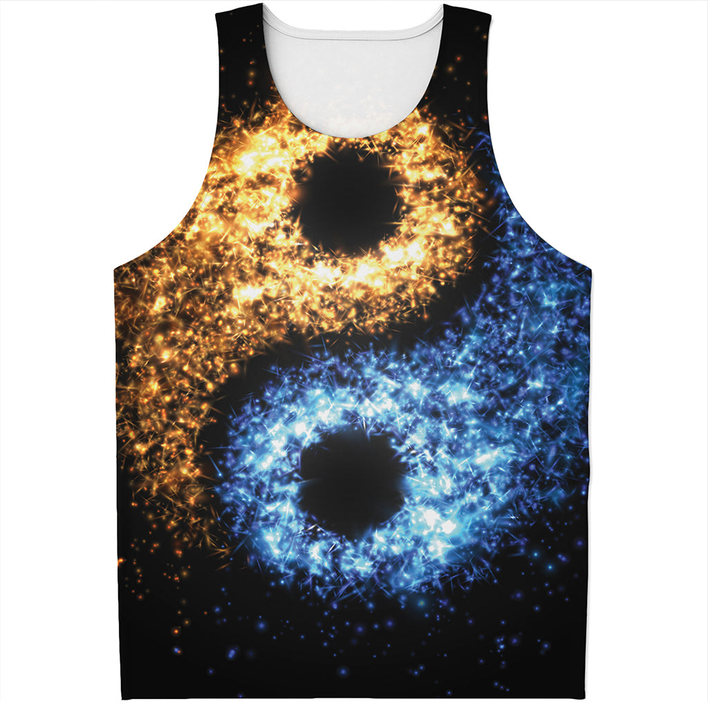 Fire And Ice Sparkle Yin Yang Print Men's Tank Top