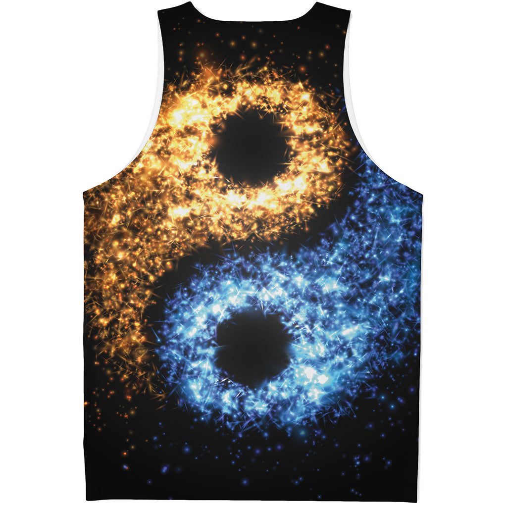 Fire And Ice Sparkle Yin Yang Print Men's Tank Top