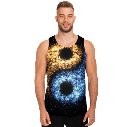 Fire And Ice Sparkle Yin Yang Print Men's Tank Top