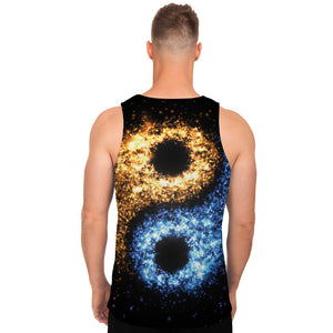 Fire And Ice Sparkle Yin Yang Print Men's Tank Top
