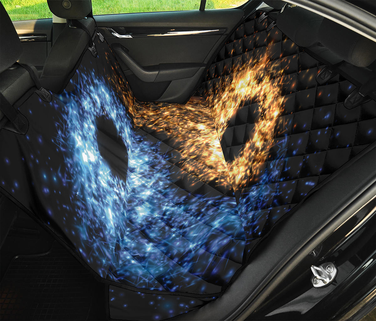 Fire And Ice Sparkle Yin Yang Print Pet Car Back Seat Cover