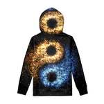 Fire And Ice Sparkle Yin Yang Print Pullover Hoodie