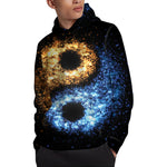 Fire And Ice Sparkle Yin Yang Print Pullover Hoodie