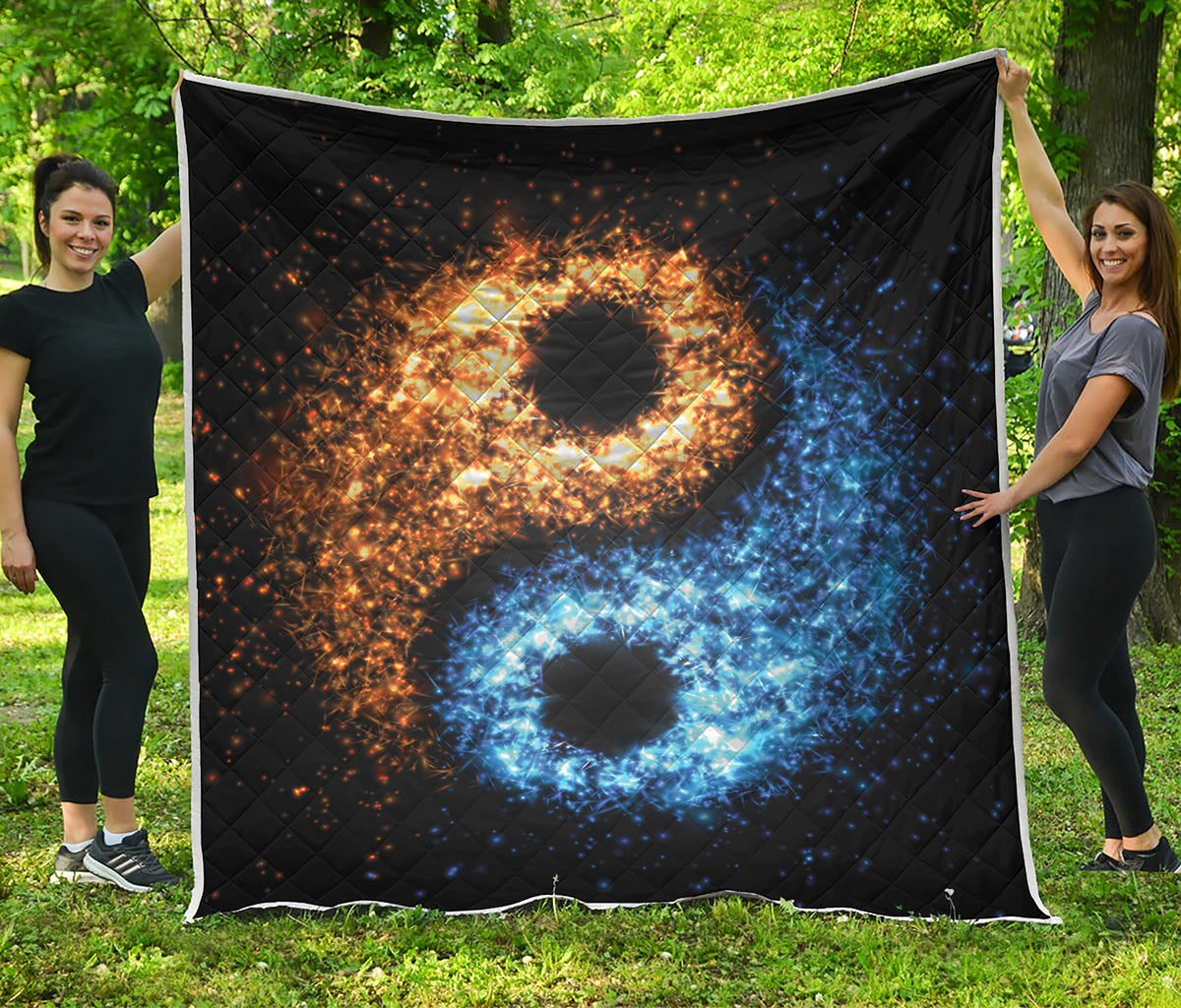 Fire And Ice Sparkle Yin Yang Print Quilt