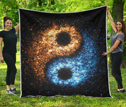 Fire And Ice Sparkle Yin Yang Print Quilt