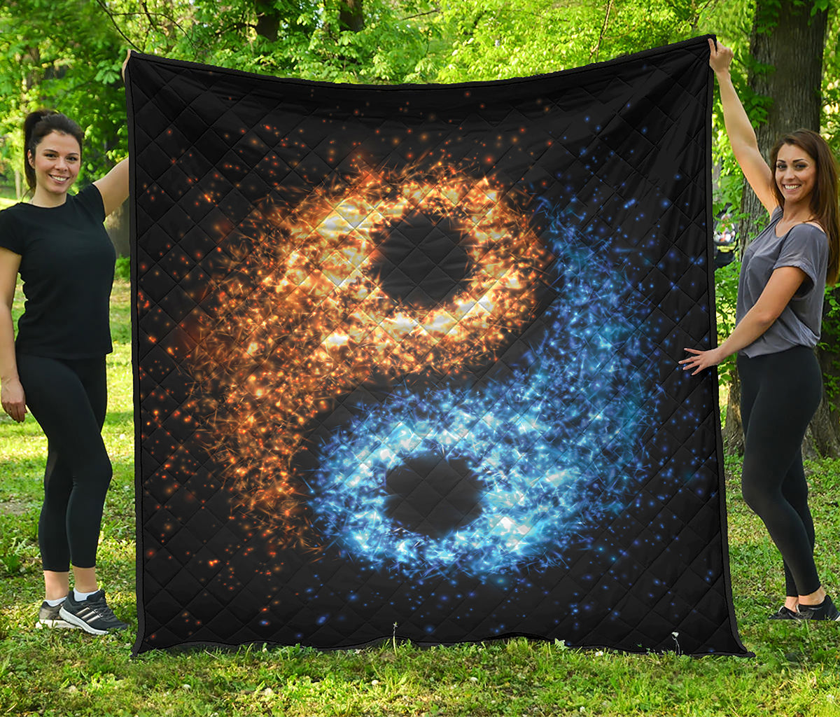 Fire And Ice Sparkle Yin Yang Print Quilt