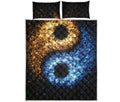 Fire And Ice Sparkle Yin Yang Print Quilt Bed Set