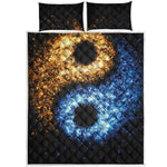 Fire And Ice Sparkle Yin Yang Print Quilt Bed Set