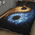 Fire And Ice Sparkle Yin Yang Print Quilt Bed Set