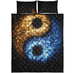 Fire And Ice Sparkle Yin Yang Print Quilt Bed Set