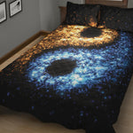 Fire And Ice Sparkle Yin Yang Print Quilt Bed Set
