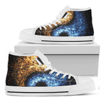 Fire And Ice Sparkle Yin Yang Print White High Top Shoes