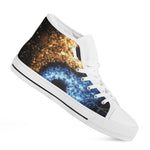 Fire And Ice Sparkle Yin Yang Print White High Top Shoes