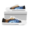 Fire And Ice Sparkle Yin Yang Print White Low Top Sneakers