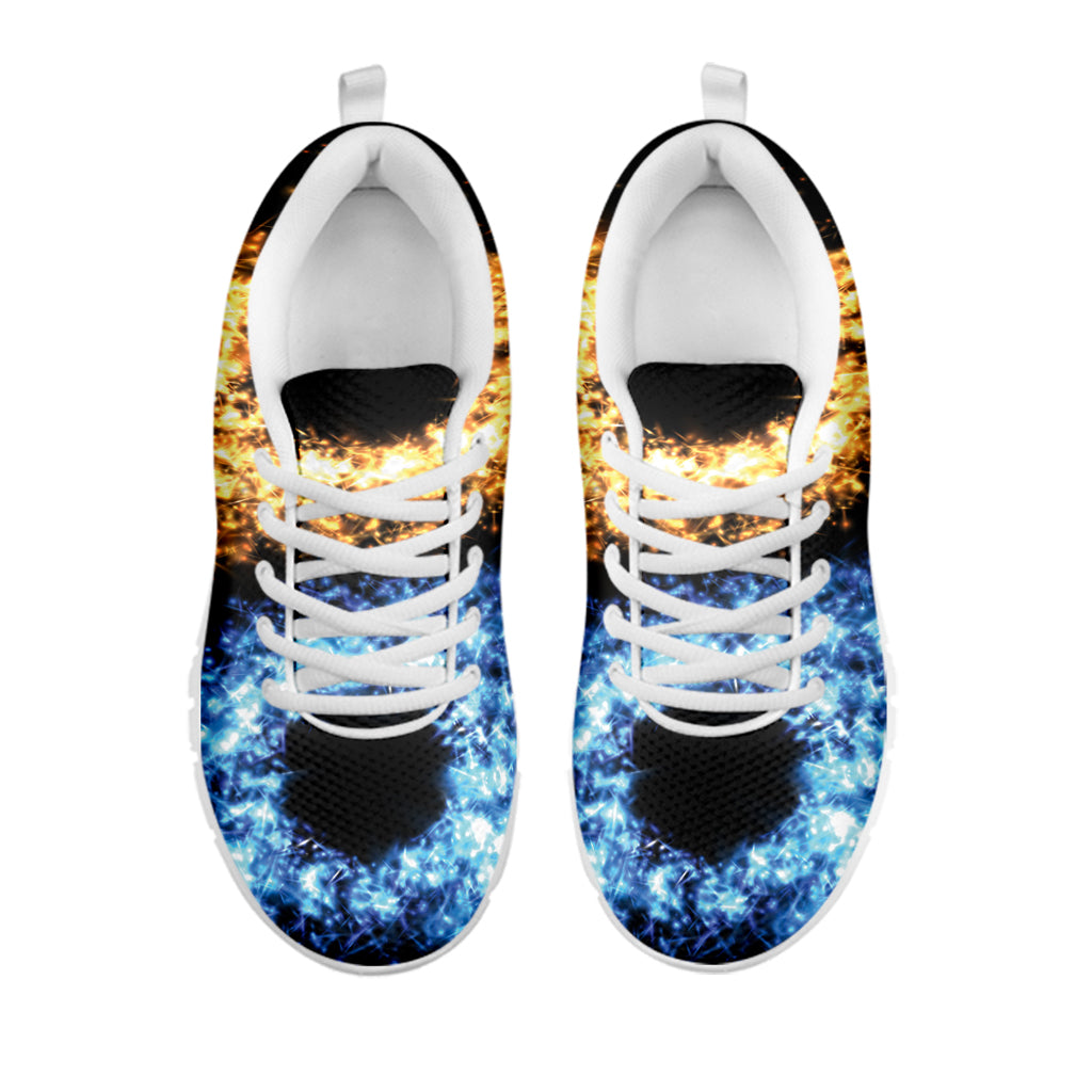 Fire And Ice Sparkle Yin Yang Print White Sneakers