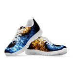 Fire And Ice Sparkle Yin Yang Print White Sneakers