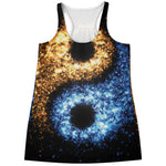 Fire And Ice Sparkle Yin Yang Print Women's Racerback Tank Top