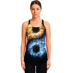 Fire And Ice Sparkle Yin Yang Print Women's Racerback Tank Top
