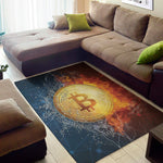 Fire And Water Bitcoin Print Area Rug