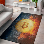 Fire And Water Bitcoin Print Area Rug