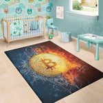 Fire And Water Bitcoin Print Area Rug