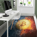 Fire And Water Bitcoin Print Area Rug