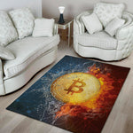 Fire And Water Bitcoin Print Area Rug
