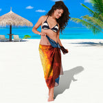 Fire And Water Bitcoin Print Beach Sarong Wrap