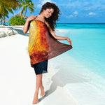 Fire And Water Bitcoin Print Beach Sarong Wrap