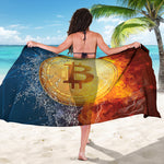 Fire And Water Bitcoin Print Beach Sarong Wrap