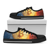 Fire And Water Bitcoin Print Black Low Top Shoes