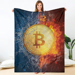 Fire And Water Bitcoin Print Blanket