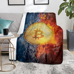 Fire And Water Bitcoin Print Blanket
