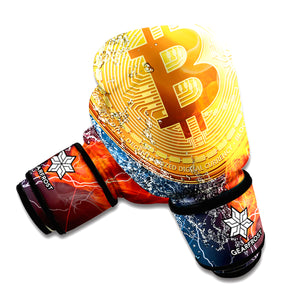 Fire And Water Bitcoin Print Boxing Gloves