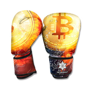 Fire And Water Bitcoin Print Boxing Gloves