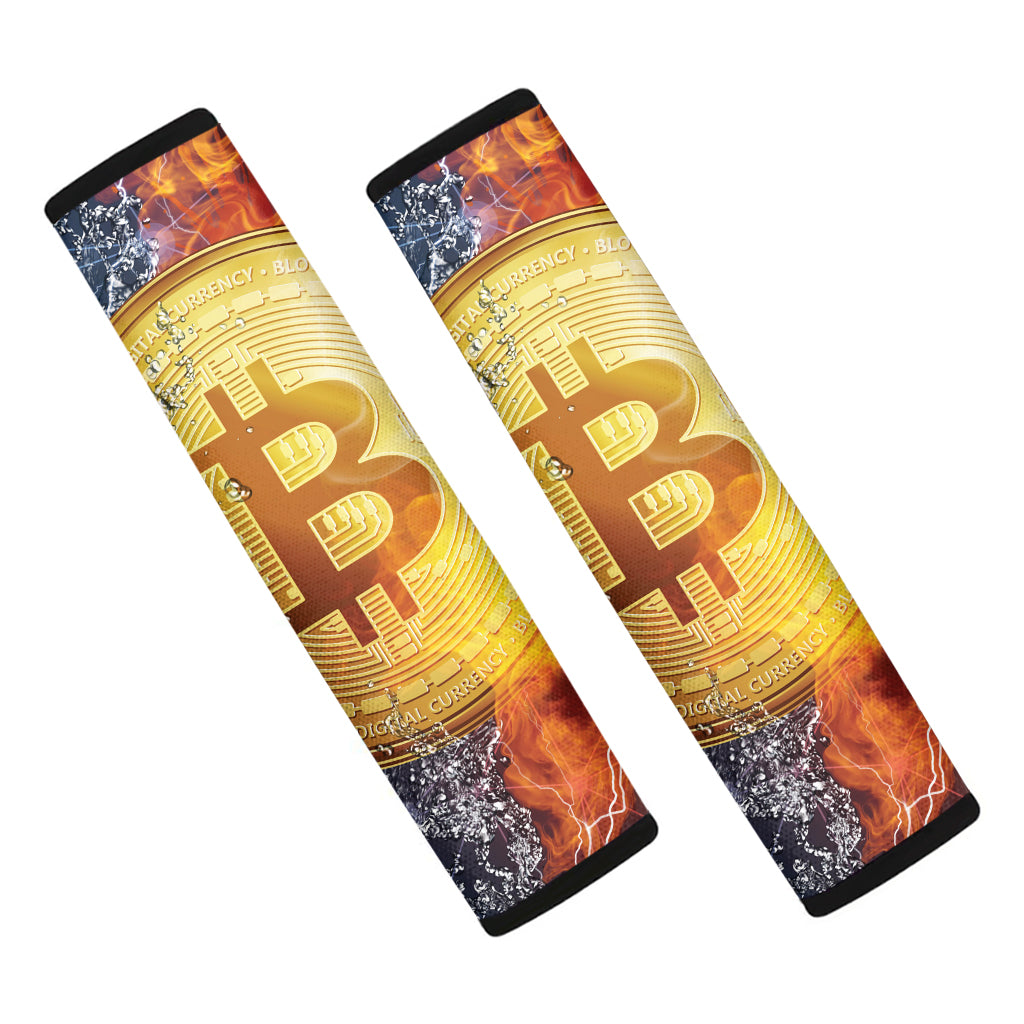 Fire And Water Bitcoin Print Car Seat Belt Covers
