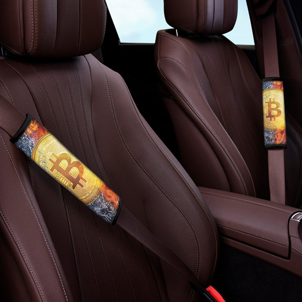 Fire And Water Bitcoin Print Car Seat Belt Covers