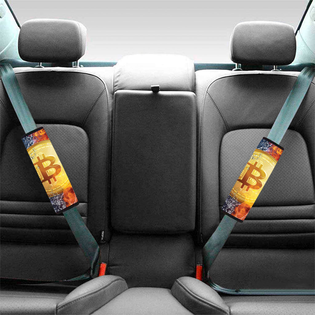 Fire And Water Bitcoin Print Car Seat Belt Covers