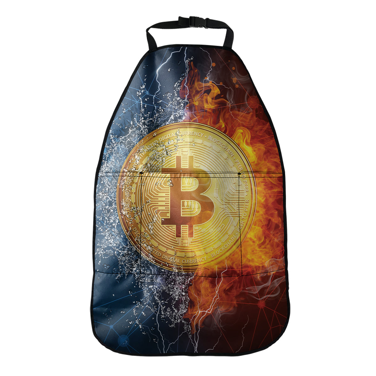 Fire And Water Bitcoin Print Car Seat Organizers