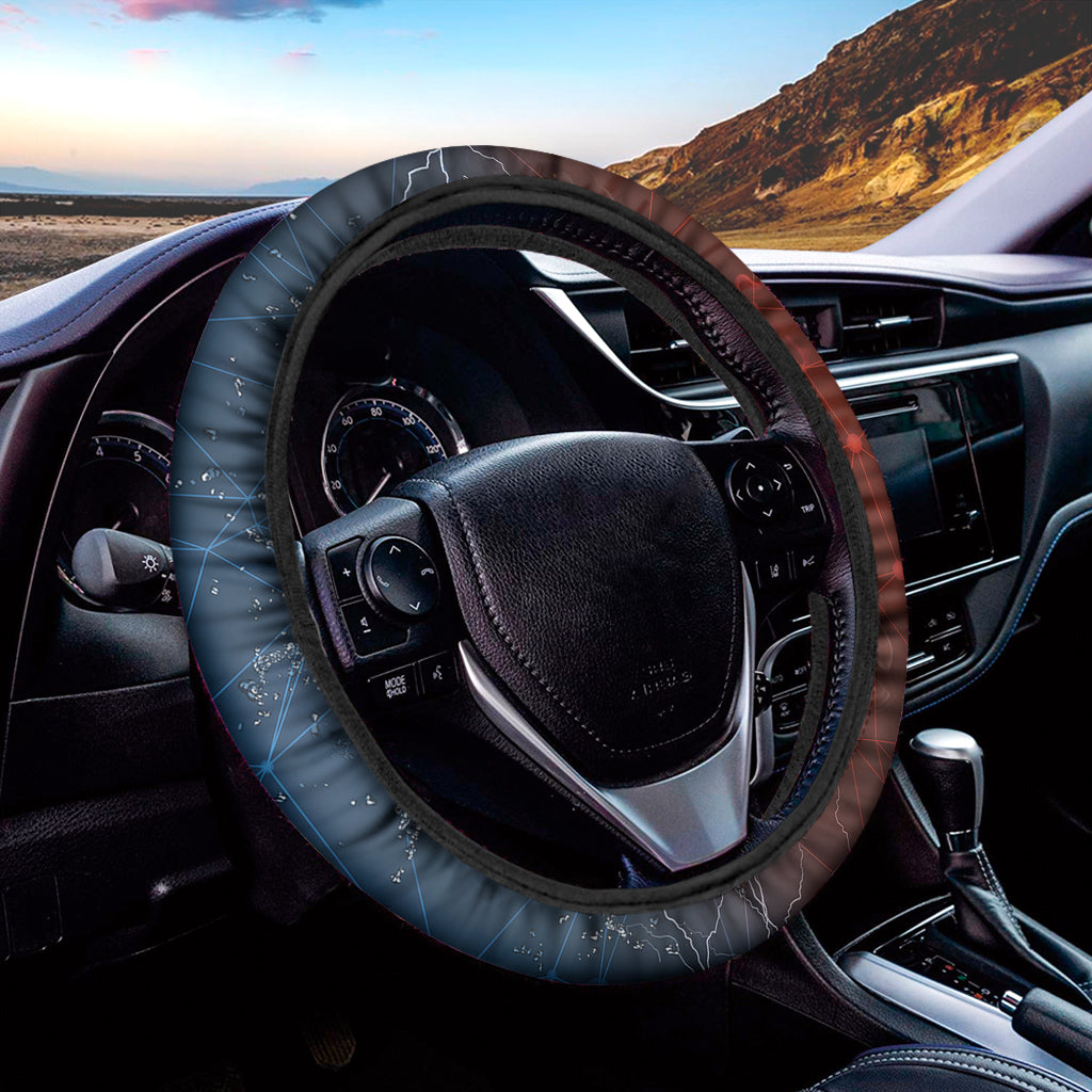 Fire And Water Bitcoin Print Car Steering Wheel Cover