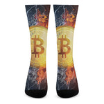 Fire And Water Bitcoin Print Crew Socks